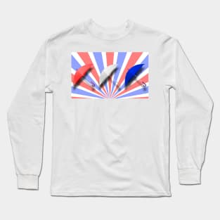 Red White And Blue Stripes With Umbrellas Long Sleeve T-Shirt